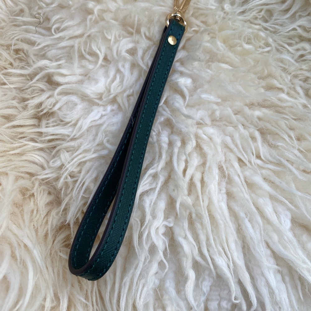 MICHAEL KORS dark green wristlet strap key fob authentic